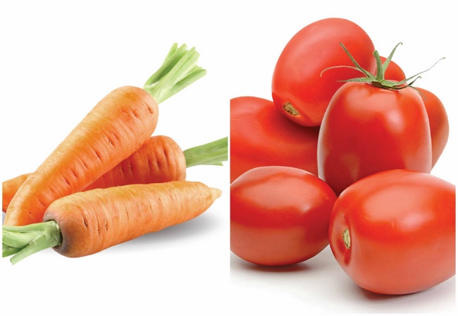 Dưỡng trắng cà chua với cà rốt 