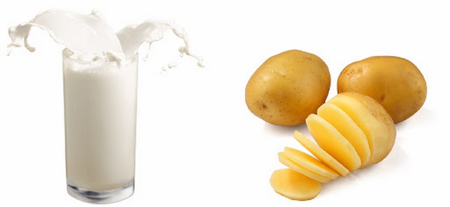 Làm mặt nạ khoai tây và sữa tươi không đường trị mụn hiệu quả 