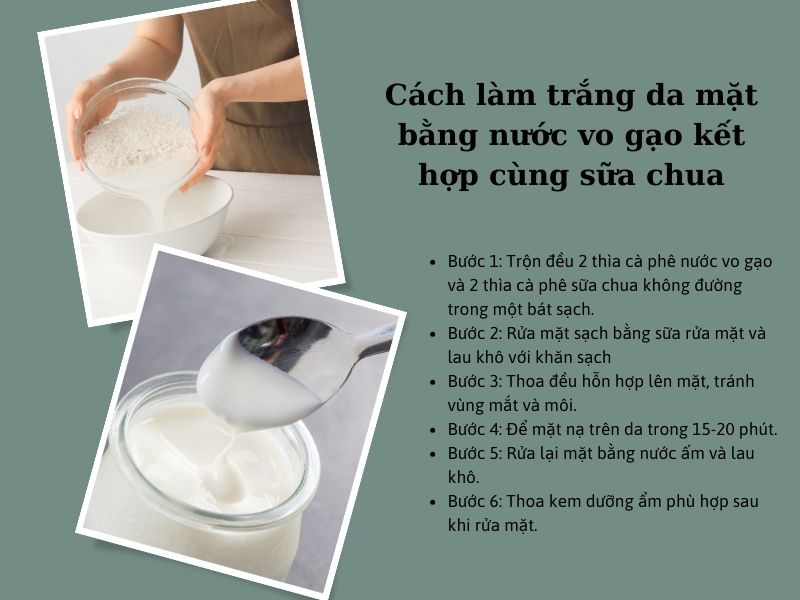 cách làm trắng da mặt bằng sữa chua và nước vo gạo