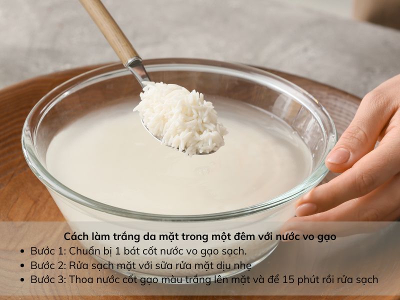 cách làm trắng da mặt với nước vo gạo 